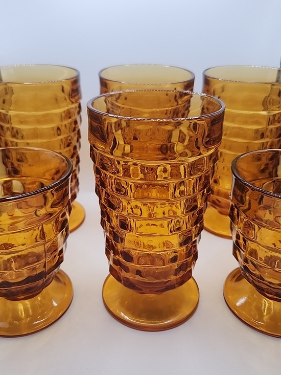 Other - Amber Textured Glass Tumbler - Set of 6